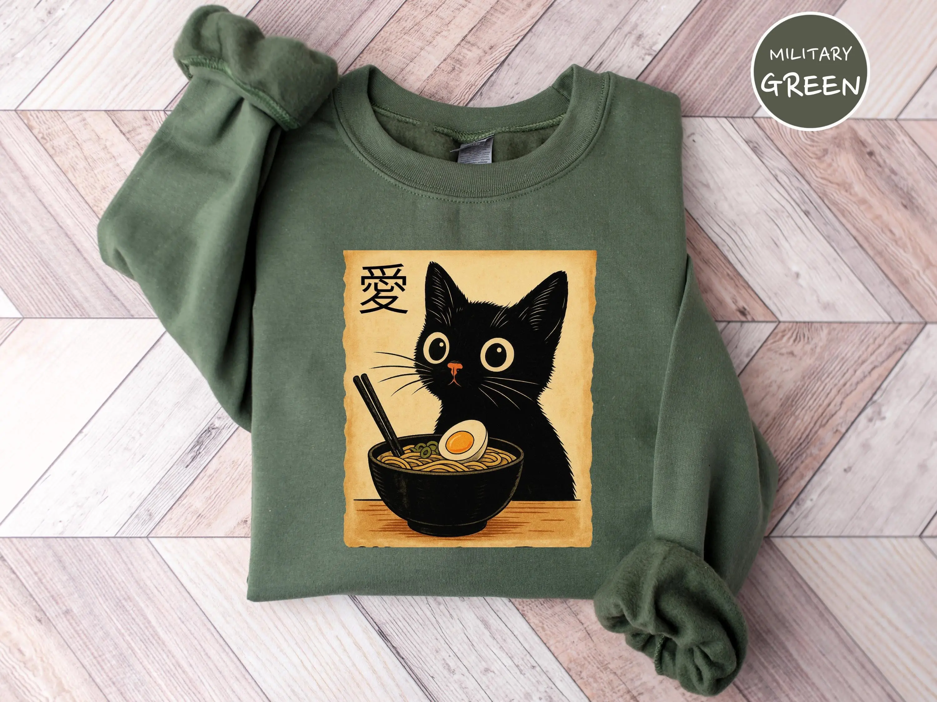 Ramen Cat Sweatshirt, Cute Noodle Cat Sweatshirt, Kawaii Japanese Anime Cat Shirt, Anime Cat T-Shirt, Japanese Tee, Ramen Lover, Cat Lover Gift