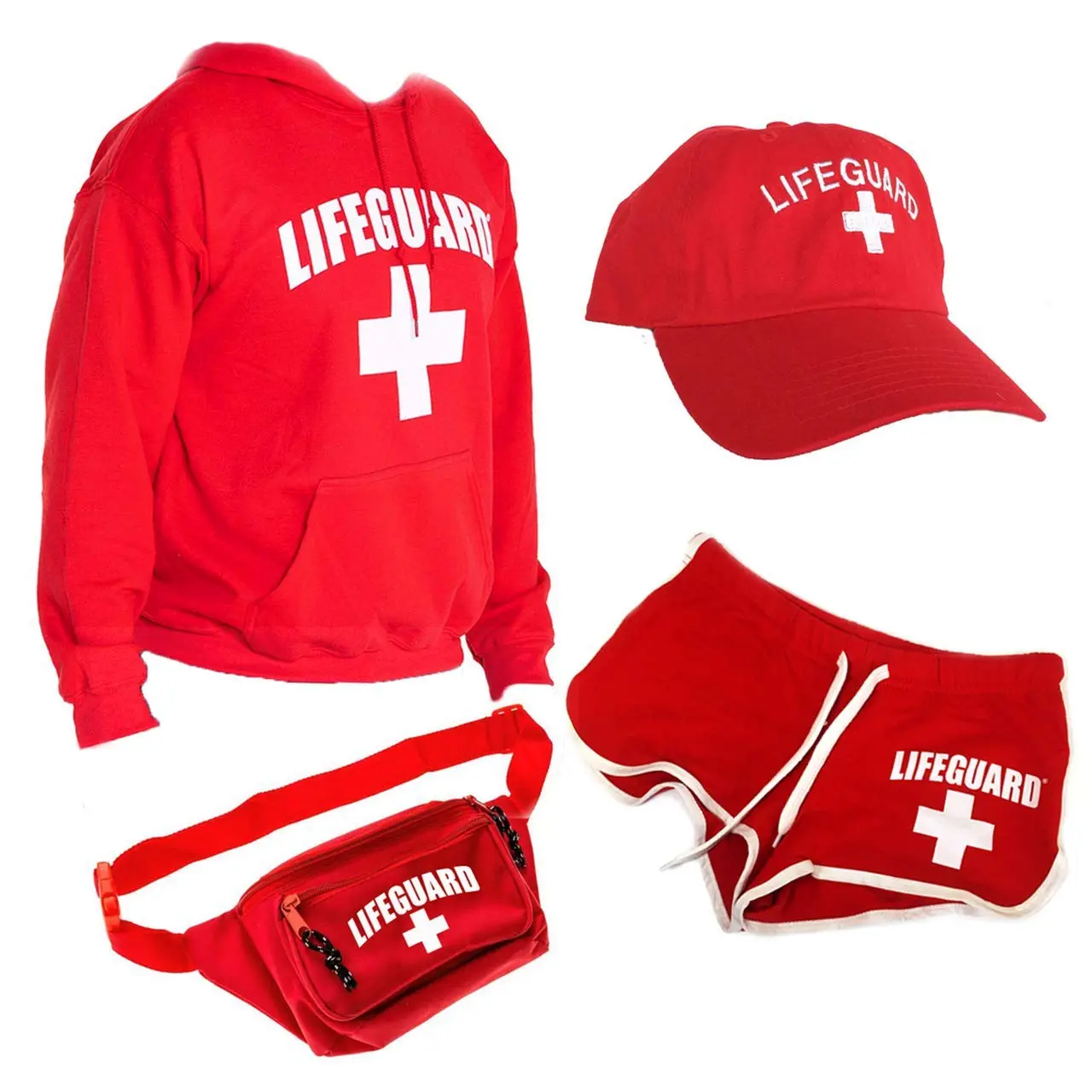 LIFEGUARD Officially Licensed Women Ladies Halloween Costume Bundle Pack Hat Shorts Hoodie Fanny Pack