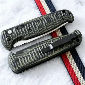 H4300BK Folding Knife - D2 Battlewash Blade G10 Handle,Button Lock EDC Tool for Camping, Outdoor Use& Hiking,Survival Tools, the best gift high-end quality and NeckKnife Gift Set