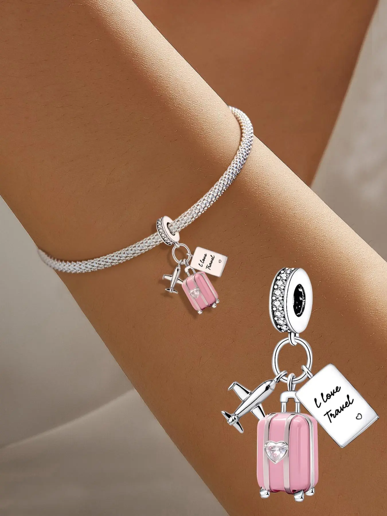 2025 New Style Luggage Charm, 1 Count Cute Luggage Plane Pendant, Fashionable Jewelry Making Kit for Women & Girls, Diy Jewelry Making Supplies, Diy With Charms, Diy Pendants, Diy Jewelry Accessories