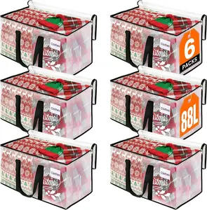 6-Pack Oversized Moving Bags with Reinforced Handles, Heavy-Duty Storage Tote for Clothes, Moving Supplies (Clear, 6-Pack)