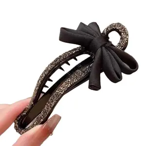 Versatile Rhinestone Hair Clip for Women, Elegant Back Bun Holder, New Fashion Duckbill Clip, Simple Hairstyle Accessory