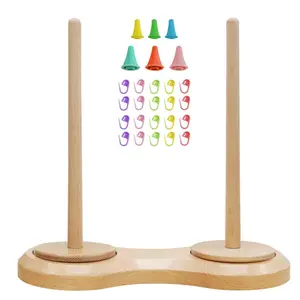 Wooden Yarn Holder Dispenser for Crocheting, Yarn Ball Holder for Knitting, Yarn Spindle Dispenser with Crochet Accessories (Double Balls) - Home Improvement.