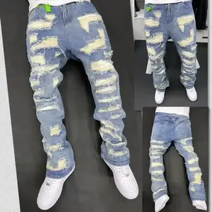 Vintage American Style Jeans High Street Tear Wear Resistant Clean Fit Denim ts Hip Hop Culture History Inspirated