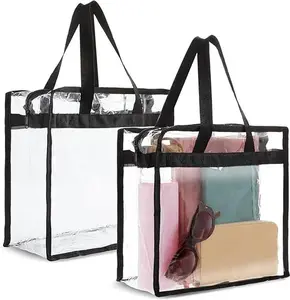 Clear Stadium Approved Bags 12x6x12 Large Transparent Tote Bags with Zippers and Handles, Personal Item Bag, Storage Tote