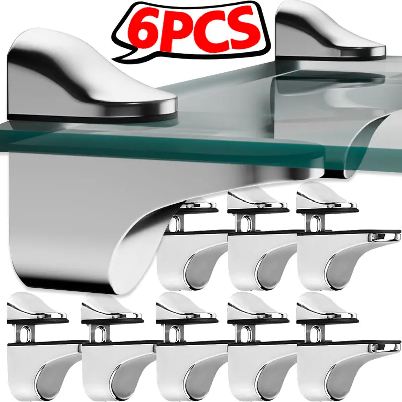 Zinc Alloy Glass Shelf Clamps with Screws - Mount Support Brackets for Bathroom Partition, Home Supplies Organiser Hardware