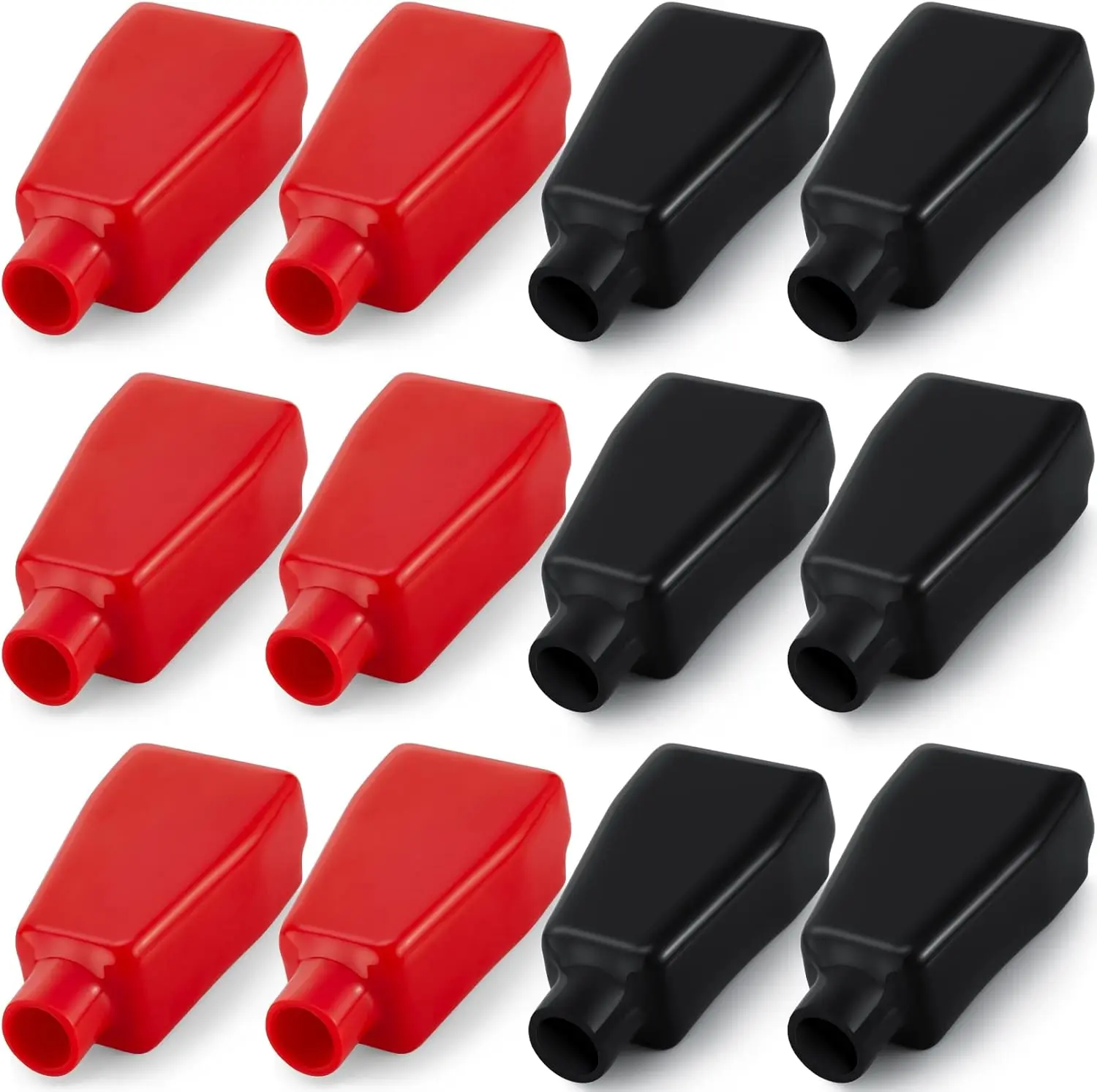12PCS Battery Terminal Covers - Red & Black Positive-Negative Insulating Protector Caps for Cars, Boats (Electrical Connectors & Terminals for Auto, Marine Battery Cables)