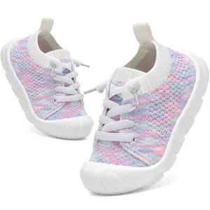 Baby Toddler Girls Boys Shoes Toddler Walking Sneakers Kids Barefoot Slip on Tennis Infant Shoes Lightweight Breathable for First Babies