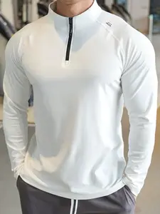 Men's Sport Quick-Dry T-Shirt Athletic Top Compression Tops - Slim Fit, Long Raglan Sleeves, Antibacterial, Solid Color, Sizes S-4XL