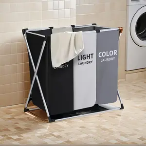 1/3 Grids Dirty Clothes Laundry Basket Storing Waterproof Oxford Storage Bags Portable Foldable Clothing Toy Household Organizer