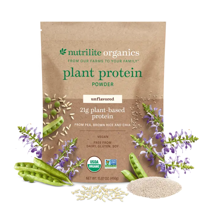 Nutrilite Organics Unflavored Plant Protein Powder 21g per Serving Organic Blend for Daily Nutrition Support & Versatile Use Beverage