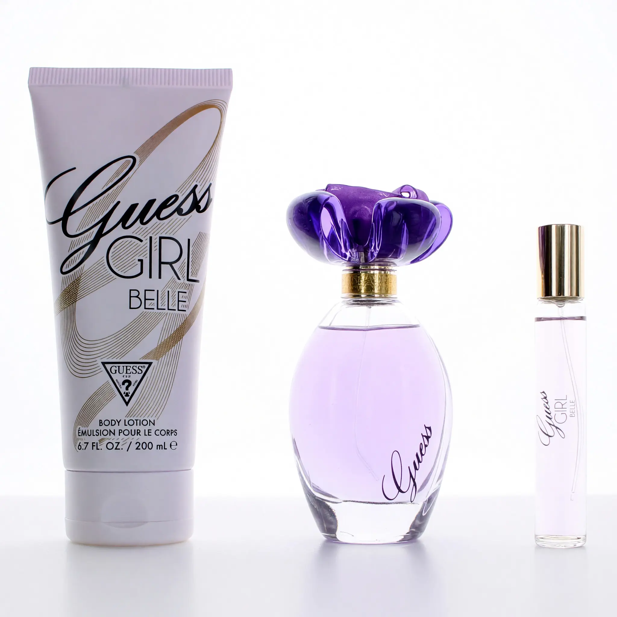 Guess Girl Belle by Guess, 3 Piece Gift Set for Women, Jasmine, Wood, Body Lotion, Jasmine Vanilla Fragrance Sets, Travel Size Stuff, Liquid, Fresh Fragrance Sets