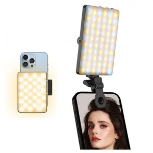 【Ortizan】 Selfie Light with 3 Light Modes, 60 high brightness led lights mini portable RGB full color pocket light led square small outdoor handheld fill light, TikTok Short Video & Live Stream Handy GadgetCamera Stand Adjustable Phone Cellphone Clip