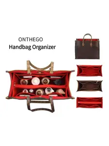 Felt Insert Bag for Handbag, Suitable for ONTHEGO Bag, Handbag Organizer for Women, Makeup Organizer Bag, Makeup Storage Bag, Travel Inner Purse, Liner Bag with cup holder for tote bag, Felt Purse Insert with Zipper Pocket