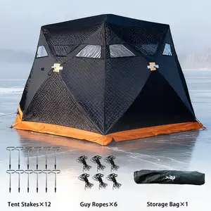 PAKICETUS Outdoor Portable Ice Shelter Pop Up Ice Fishing Tent Fishing Enthusiasts Heat Gathering Tower For 4 To 6 People Cold Weather Tent Snow Shelter Easy Assembly Weatherresistant Material Reinforced Seams Ice Fishing Dome Outdoor Adventurers tiktoksh