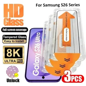3-Pack Ultra HD Tempered Galss Screen Protector Compatible With Samsung Galaxy S26 Ultra/S25 Ultra/S24 Ultra/S26/S25/S24/S23/S22/S21/Plus/S20 FE/S23+/S22+/S21+, 9H+ Tempered Galss, Fingerprint Unlocking, Anti -Scratch, Full Coverage Protection Accessories