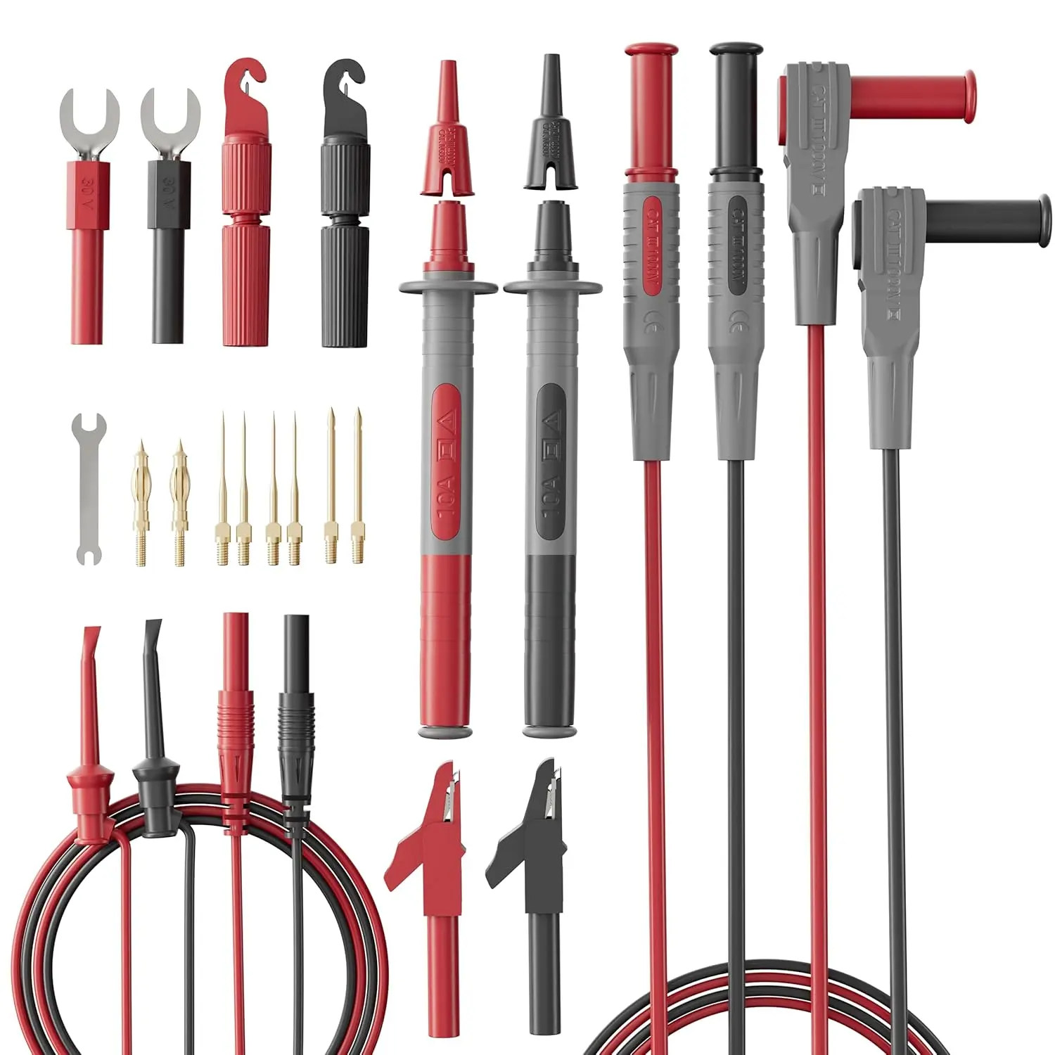 25-  Multimeter Test Lead &  Probe Kit -  Modular Volt Meter Probes with  Clips, 40 in Leads for Automotive Multi Meter Digital & Ohm Meter