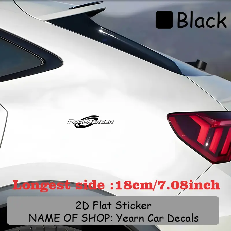 1PC treet Performance Logo Sticker, Car decals, Stick on car bodies or modified backpacks, this black & white ProCharger logo decor has a performance vibe, performance modification enthusiasts