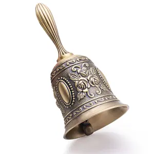 Vintage Brass Handbell – A loud call bell suitable for bedside gatherings, dinners, weddings, Christmas, and holiday parties.