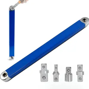 Upgraded Impact Ready Offset Extension Wrench, Tight Reach Extension Wrench Set, with Versatile 1/2", 1/4" and 3/8" Square Drive Adapters, Universal Extensions Wrench for Small Place