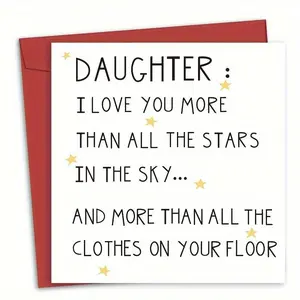 Daughter Birthday Card with Envelope, Custom Message Card, 1 Count Letter for Daughter I Love You Card, Birthday Gift for Daughter