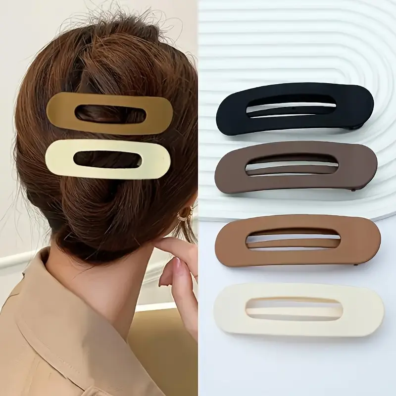 4 Pcs Seamless Flat Large Hairpins, Solid Color Hairpins, Suitable For A Variety Of Hairstyles, Large Hair Volume, Fashionable And Versatile Casual Hair Accessories, Ideal Gift For Women
