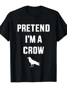 Men's & Women's Retro Crow Costume T-Shirt - Funny Easy DIY Halloween Outfit with Crow Graphic, 220gsm Pure Short Sleeve Shirt for s, Unisex Matching Group Costume for Crow Parties