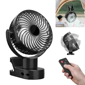 10000mAh Clip on Fan Rechargeable Auto Oscillating Portable Fan with Remote & LED Lights USB/Desk/Camping/Golf Cart Accessories 3-Speed Super Quiet for Stroller,Desk,Office,Dorm,Bedroom