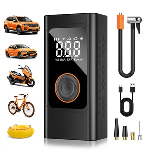 Portable Car Air Compressor 150PSI Wireless Tire Inflator - Cordless Rechargeable Automotive Maintenance Tool with Digital Pressure Gauge, LED Light, 3X Faster Inflation, USB Type-C, 4 Nozzles for Cars, Motorcycles, Automotive Maintenance Tools