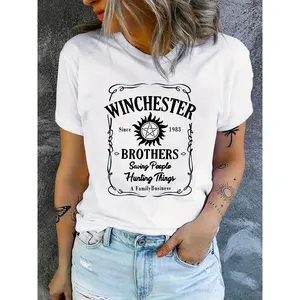 [100% Cotton] Winchester Brothers Women's Casual Graphic Tee - Soft & Comfy Polyester, Mid-Stretch, Machine Washable with Geometric Print, Round Neck, Short Sleeve - Perfect for Summer Streetwear  Golf Gift T-Shirt For Men and Women
