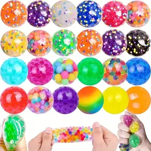 20 Mini Stress Balls 1.3 Inches, Soft Squeezable Sensory Toys for Stress Relief, Class Prizes, Party Favors for Weddings Birthdays Holidays