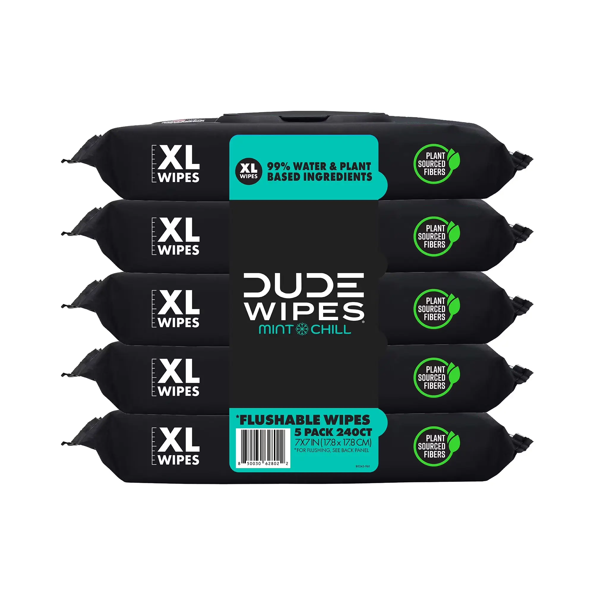 DUDE paper Mint Chill Flushable Wet Wipes, Refreshing, 288 Count | 99% water, extra large flushable butt wipes. Ultra refreshing tea tree oil, vitamin E and aloe extra-large adult wet