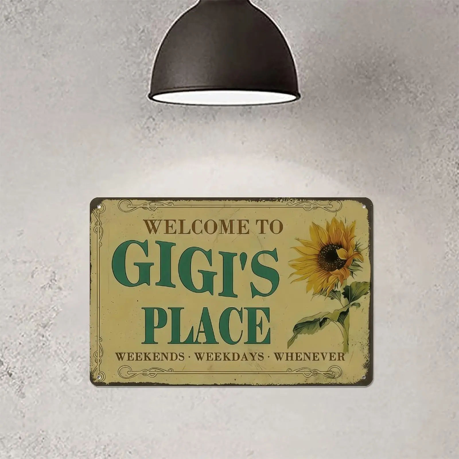 GIGI's Place tin sign Vintage Sunflower Metal Sign Welcome to GIGI's Place for Garden & Yard Bar Porch Garage Home Bedroom Kitchen Decor Gift 8 x 12,easy to hang,Christmas Gift for Grandma Gigi, Mother's Day Sunflower Decor, New Home Housewarming Blessing