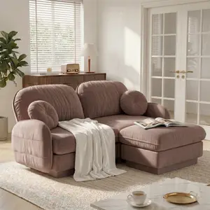 Eyisean 73.2" Chenille Modern Modular Sectional Sofa - Sturdy 2-Seater Upholstered Cloud Couch with Pillows, Ottoman, Anti-Slip Recessed Base Legs, Ergonomic L/U-Shaped Deep Seat for Living Room, Apartments (Assembly Required)