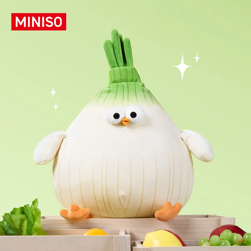 MINISO Dun Variety Series No.12 Cute Onion-Shaped Soft Stuffed Collectible, Kawaii Stuffed Animal, Soft Huggable Anime Manga Desktop Decor Gift for Fans, Cute Shape, Back To School