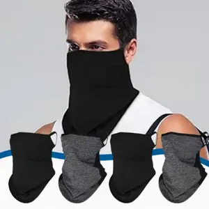 4-Pack Unisex Polyester Face Scarf Masks with Ear Loops, Knitted Neck Gaiter Bandana, Dust & Wind Proof, Non-Slip Design for Outdoor Sports