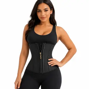 QUISHAPER Waist Trainer for Women Latex Underbust Tummy Control Cincher Corset Hourglass Body Shaper Zipper and Hooks Workout Shapewear Postpartum with Hook Short Torso Faja Women, Sports Girdle