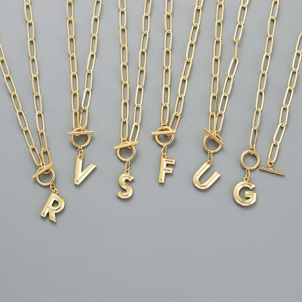 initial pendant necklace OT buckle necklace 26 English letter pendant necklace