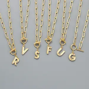 initial pendant necklace OT buckle necklace 26 English letter pendant necklace