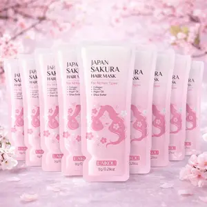 Japanese Cherry Blossom Hair Mask Set, Argan, 7 Sheets, Moisturizing Hair Care for Dry Damaged Hair, Unisex Hair Treatment, Cleaning Products