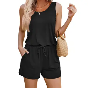 Rompers for Women Summer Sleeveless Scoop Neck Tank Top Casual Short Jumpsuit Rompers with Pockets Rompers for Women Summer Sleeveless Scoop Neck Tank Top Casual Short Jumpsuit Rompers with Pockets