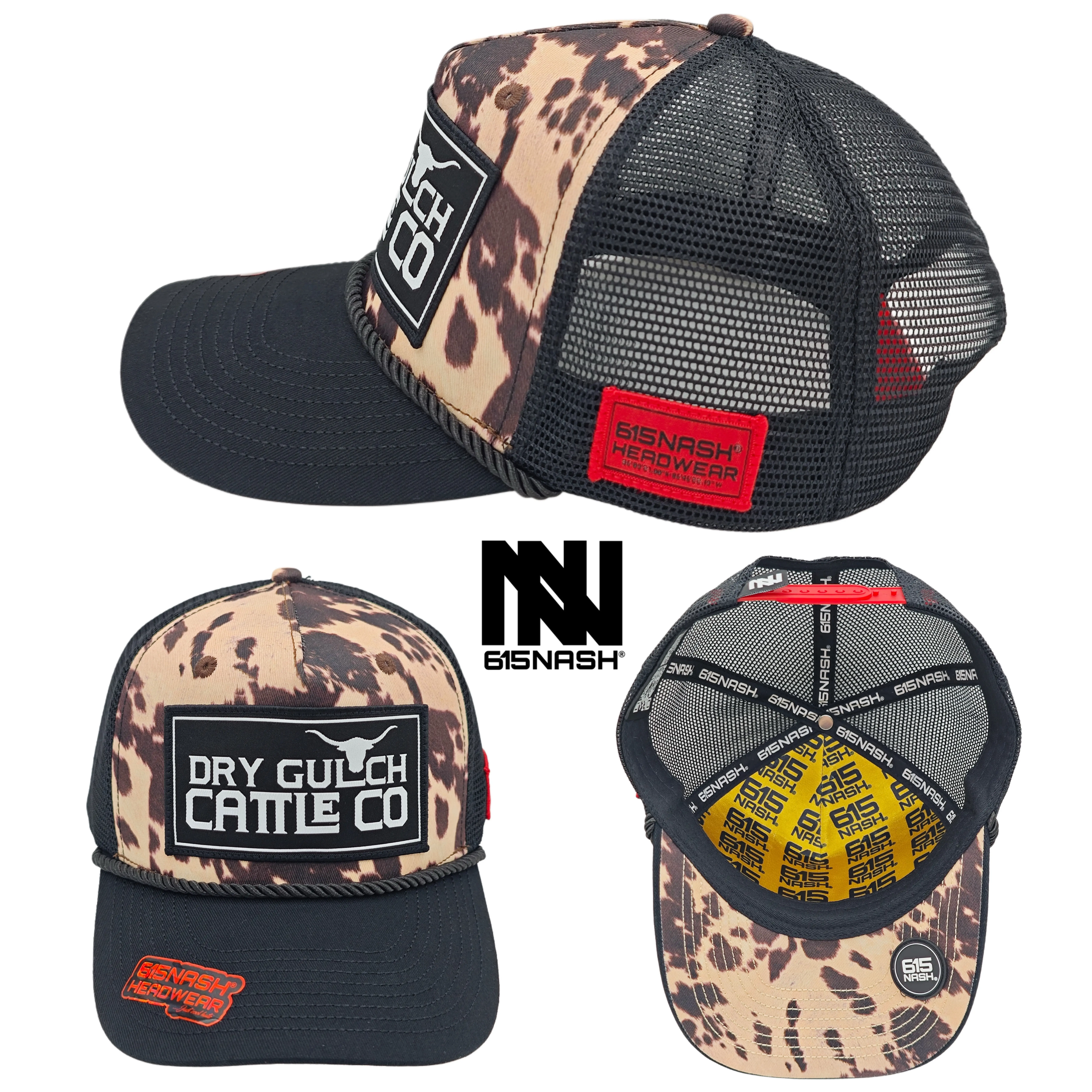 615Nash Headwear Dry Gulch Cattle Co Patch Unisex Snapback Cap with Adjustable Bill & Mesh Back for Comfort