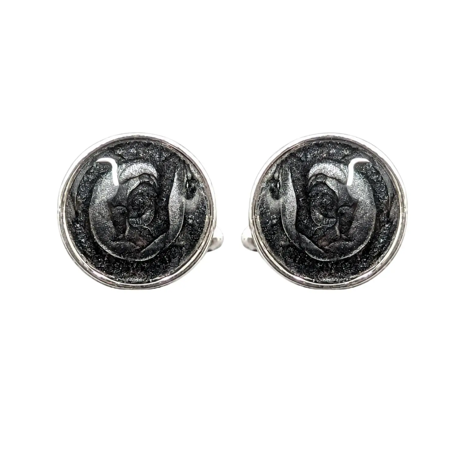 Vintage Marble Swirl Silver Cufflinks