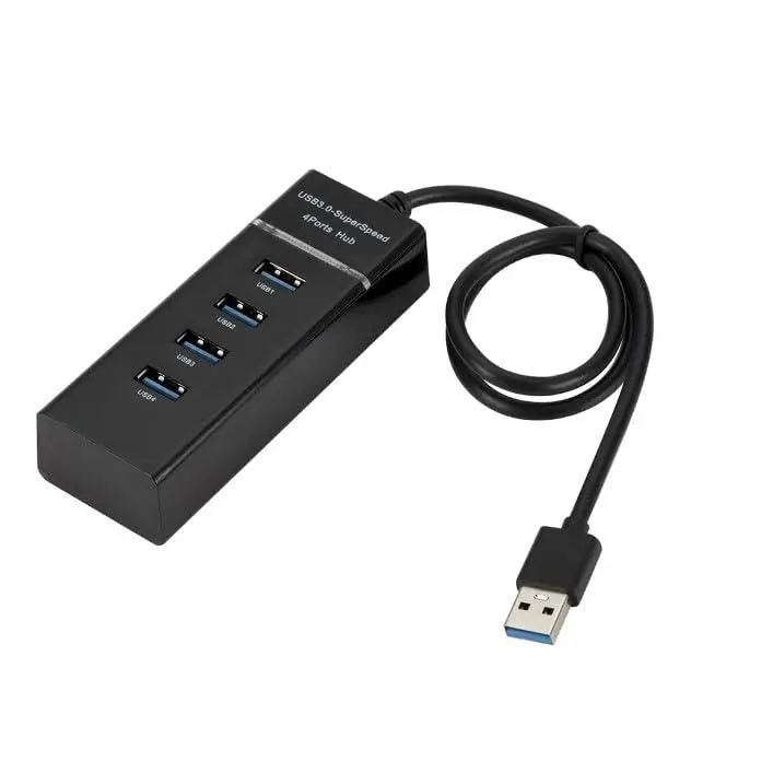 SGElectronix 4-Port USB 3.0 Hub with USB Extender Cord - 5Gbps Super Speed Adapter, Port Expander for Laptops, MacBooks, Windows, Mac OS, Linux, Flash Drives, Mobile HDDs, Portable Travel Design