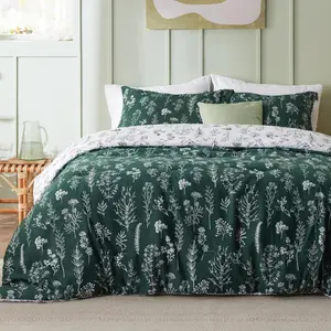 King Size Comforter - Emerald Comforter, Cute Floral Comforter Sets, Gifts for Woman, 3, 1 Botanical Flowers Comforter and 2 Pillow Shams