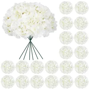 60pcs Artificial Hydrangea Flowers with Stems, Silk Fake Hydrangea Heads for DIY Crafts and Home Table Decor