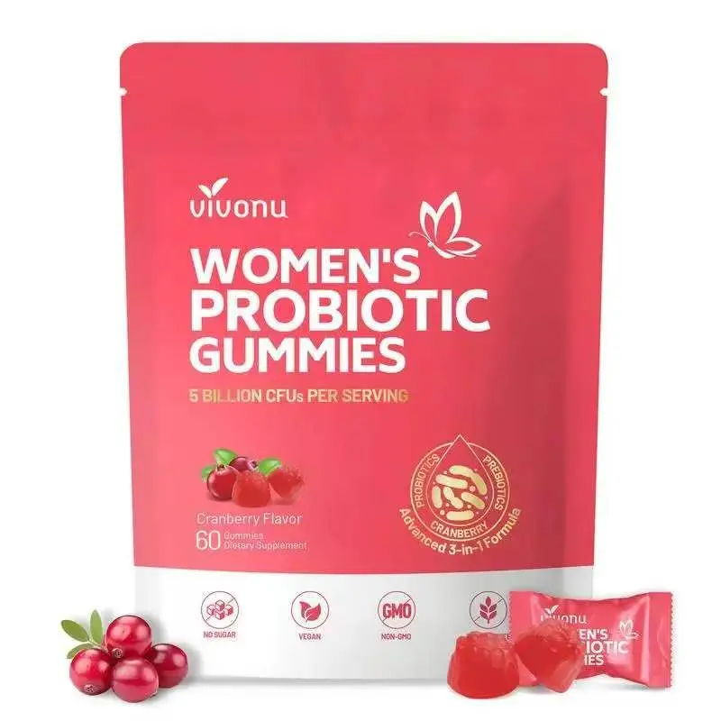 Cranberry Probiotic Gummies | Targeting Body Odor, Women's Health, and Body Balance | Vegan (60 Gummies per Pack)