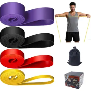 Rubber Resistance Bands Set - Elastic Workout Bands for Men & Women, Heavy Duty Fitness Bands Kit for  Gym, Physical  and Stretch -4 Levels