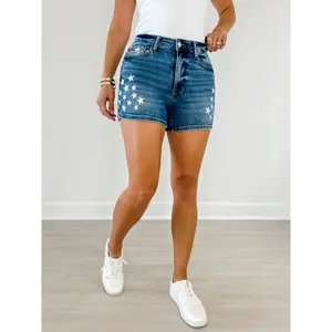 Judy Blue HW Slim Short Star Splatter