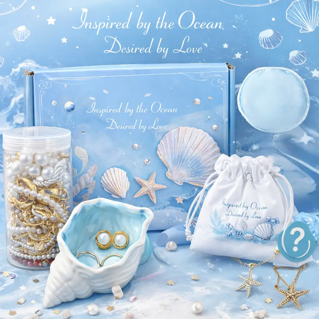 Ocean Style Mystery Jewelry Luxury jar set  - Summer Gift Set for Women, Unique Birthday Present with Necklace, Earrings, Rings & bracelets - Perfect for Seaside Enthusiasts